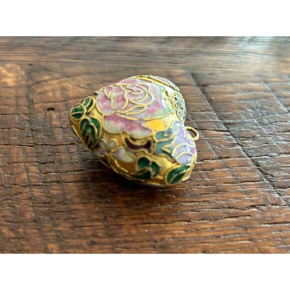 Vintage Heart-Shaped Cloisonné Pendant - Picture 2 of 4